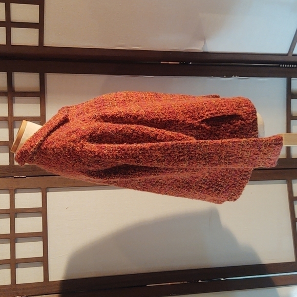 Chico's Lightweight Burt Orange Tweed Knit Cardigan Jacket Sz 1 - Picture 7 of 8
